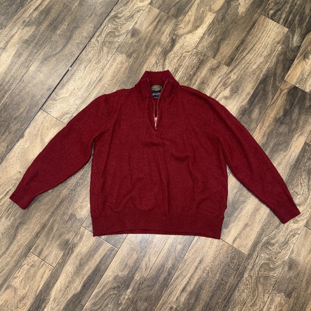 Pendleton Washable Wool 1/4 Zip Pullover‎ Burgundy Boys Size Youth XL